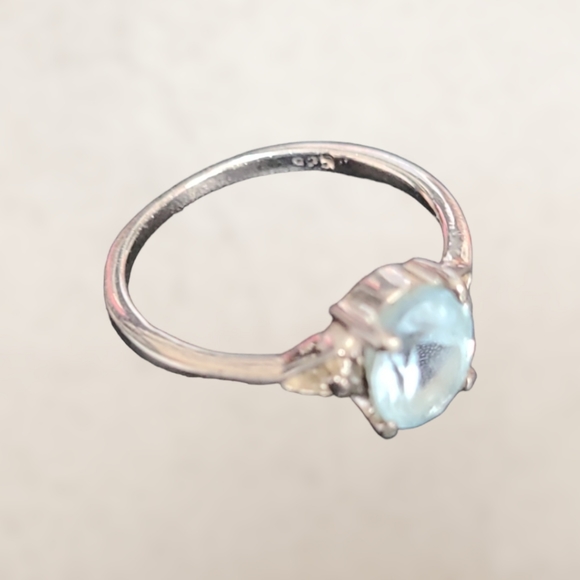 Natural High Quality Aqua Marine Sterling Silver Size 7 - Picture 3 of 6